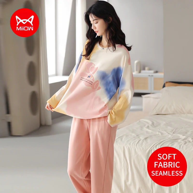 Women’s 2-Piece Pajama Set – Long Sleeve Top & Pants, Loose & Comfortable Winter Loungewear