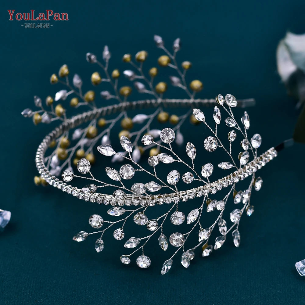 Crystal Headdress for Women Bridal Headband Wedding Tiara Bride Hair Accessories