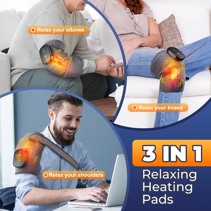 Heated Vibration Knee Massager 3-in-1 Knee Pad Shoulder Pad and Elbow Pad Multifunctional Heating Massage Pads