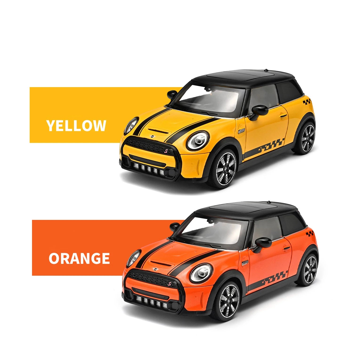 1 24 Scale Mini Cooper S Union Flag Diecast Pull Back Model Car with Sound and Light