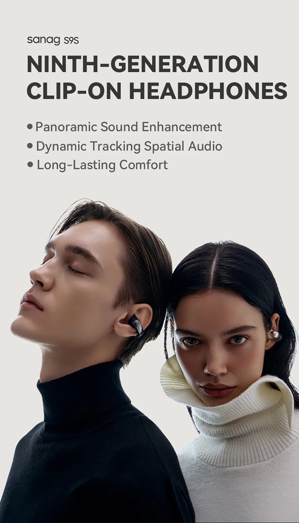 S9S AI Free Clip OWS Headphones Bluetooth 5.4 Earphones AI Assistant Wireless Headset IPX4 Stretchable Ear Bridge