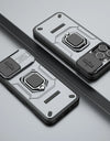For iPhone 16 Pro Max Case Lens Protection Sliding window Cover For iPhone 16 Pro Max Cover Armor Shockproof Silicone Ring Stand