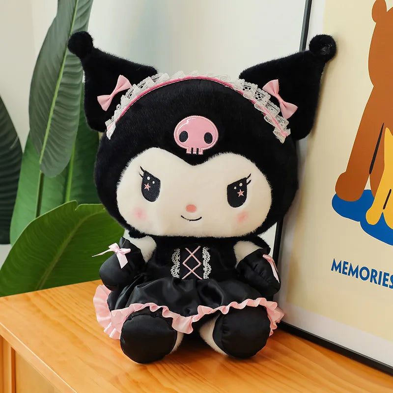 Hot Kawaii 60cm Dark Uniform Kuromi Plush Toy Cartoon Anime Sanrio Stuffed Doll Cute Kuromi Pillow for Kids Birthday Xmas Gift