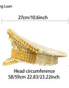 Golden Steampunk Captain Hat Rhinestone for Burning Man Festival Woman Rave Festivals Accessories ＆ Party Caps for Man
