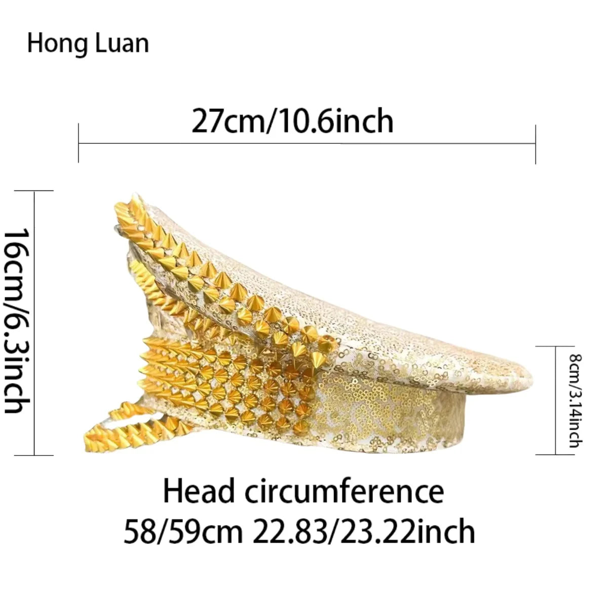 Golden Steampunk Captain Hat Rhinestone for Burning Man Festival Woman Rave Festivals Accessories ＆ Party Caps for Man