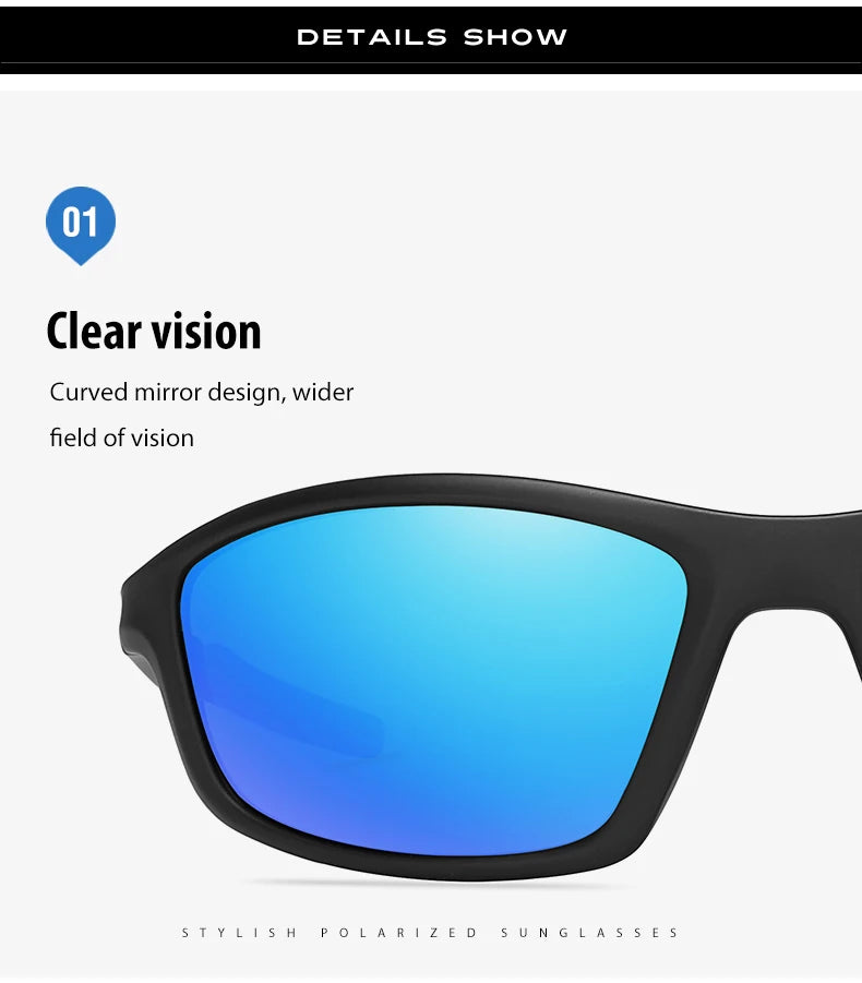 TR90 Polarized Outdoor Sports Sunglasses UV400 Mirror Anti-Glare Driving Glasses for Men Women