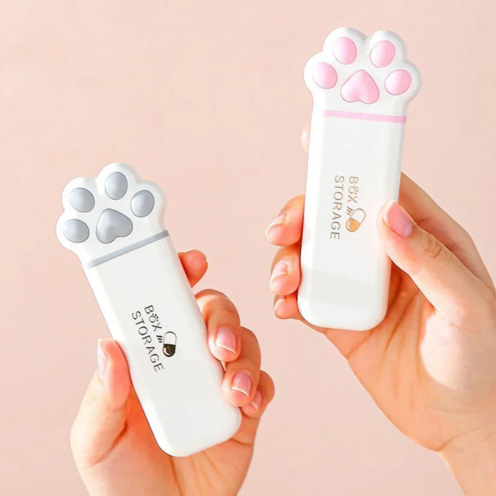 1PC Mini Cat Paw Storage Box Portable Small Size One Day Box Multi-Functional Three Grid Storage Medicine Jewelry Box