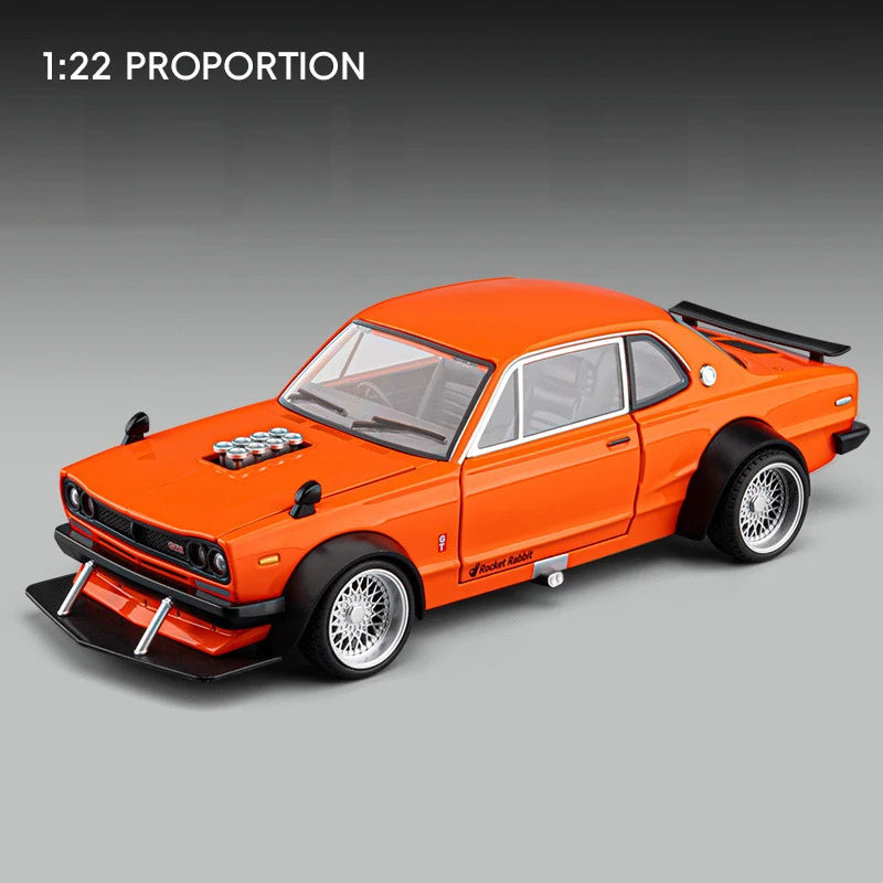 1 22 Scale Skyline 2000 GTR KPGC10 V8 Modified Diecast Pull Back Model Car with Sound and Light