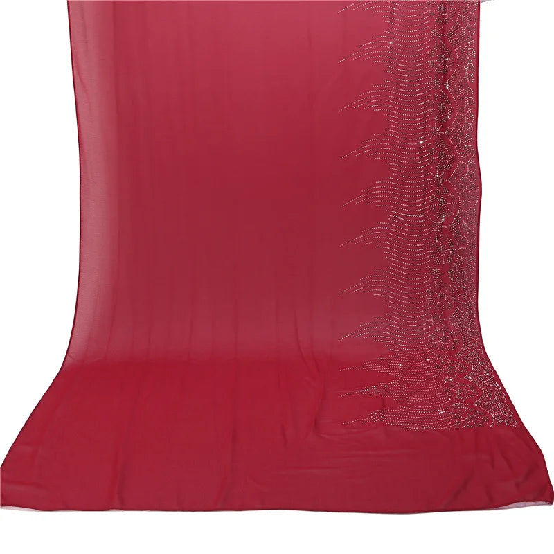 Tassel Diamond Muslim Hijabs Luxury Sequin Chiffon Scarf For Women Dress Abaya Hijab Veil Scarf Long Shawls Turban