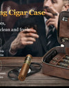 Cigar Humidor, Leather Travel Cigar Case, Include 4 Cigar Tubes & Humidifier, Cigar Draw Enhancer and Multifunction Cigar Cutter