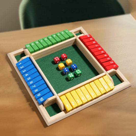 Wooden Four Player Shut the Box Dice Board Game