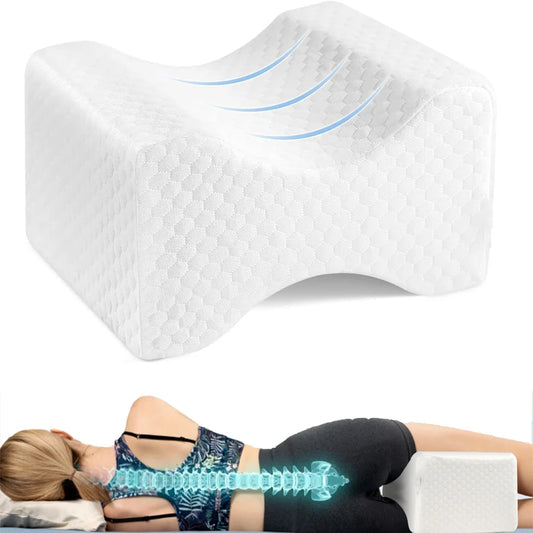 Memory Foam Knee Pillow for Orthopedic Sciatica Back Leg Hip Align Spine Pregnancy Body Pillows Back Support for Side Sleepers