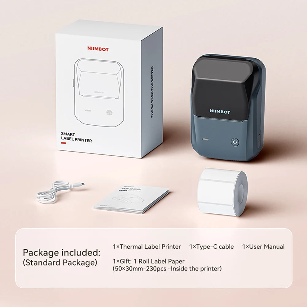 B1 Portable Label Printer, Bluetooth Wireless Mini Thermal Label Maker 20–50mm, Inkless Sticker Printer for Home & Business