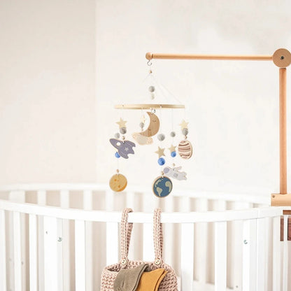 Baby Bed Bell Music Box Hanging Toys Wood Grain 360° Rotary Newborn Infant Crib Mobile Musical Box 0 12 Months Baby Rattles Toys