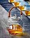 1350ml Bamboo Handle Beam Tea Pot Heat Resistant Glass Teapot With Filter Flower Tea Kettle Kungfu Lifting Beam Tea Pot Teaware