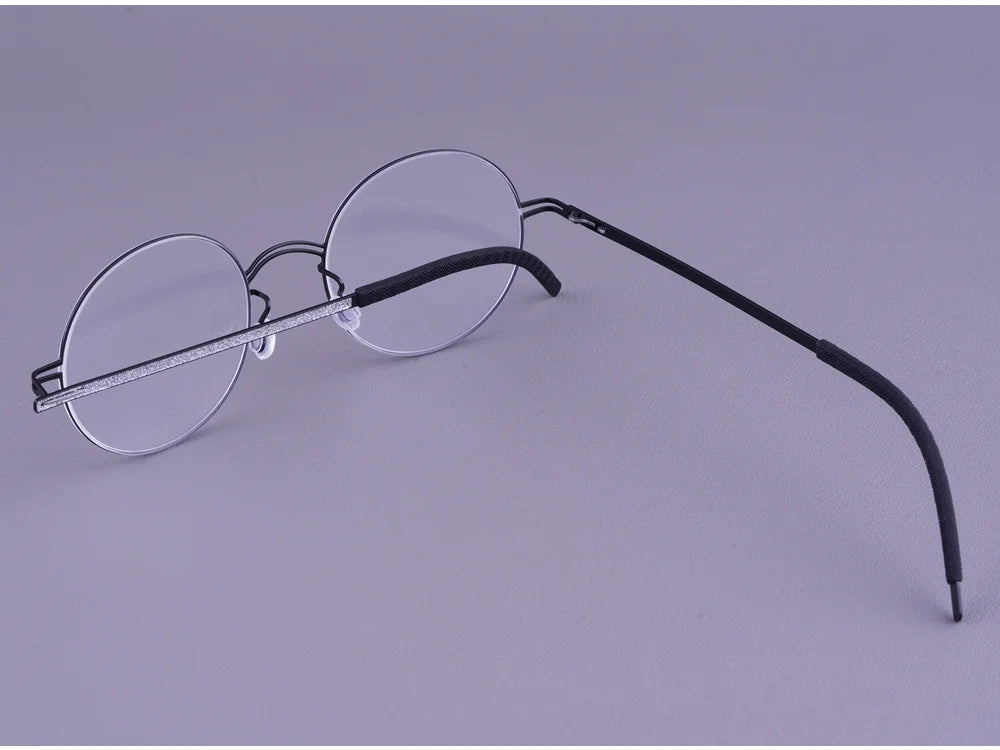 Vintage Round Screwless Titanium Eyeglasses Frame