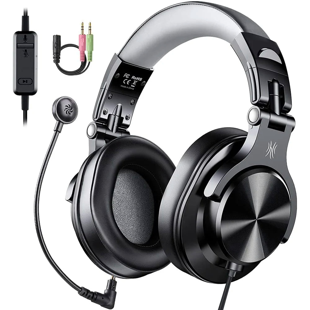 A71D Wired Gaming Headset Gamer Over Ear Hi-Res Audio Headphones With Detachable Microphone For PC Computer PS4 PS5 Xbox
