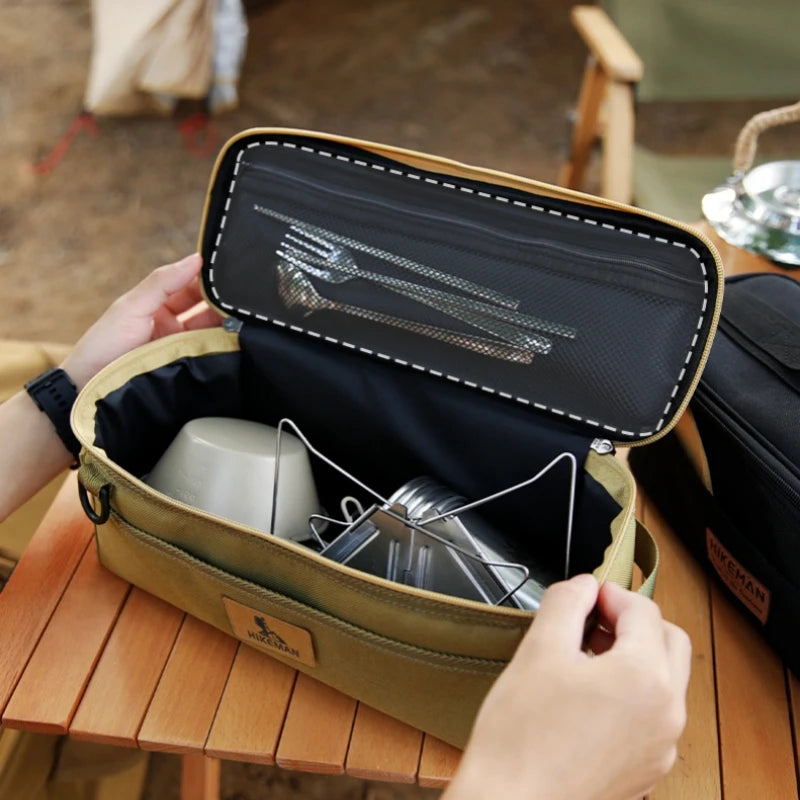 Outdoor Picnic Tableware Storage Bag Camping Barbecue Cooking Utensils Storage Bag Portable Waterproof  Storage Bag