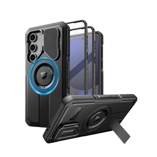 For Samsung Galaxy S24 FE Case with Camera Cover & Built-in Screen Protector Magnetic Rugged Shockproof Protective Cover Holder