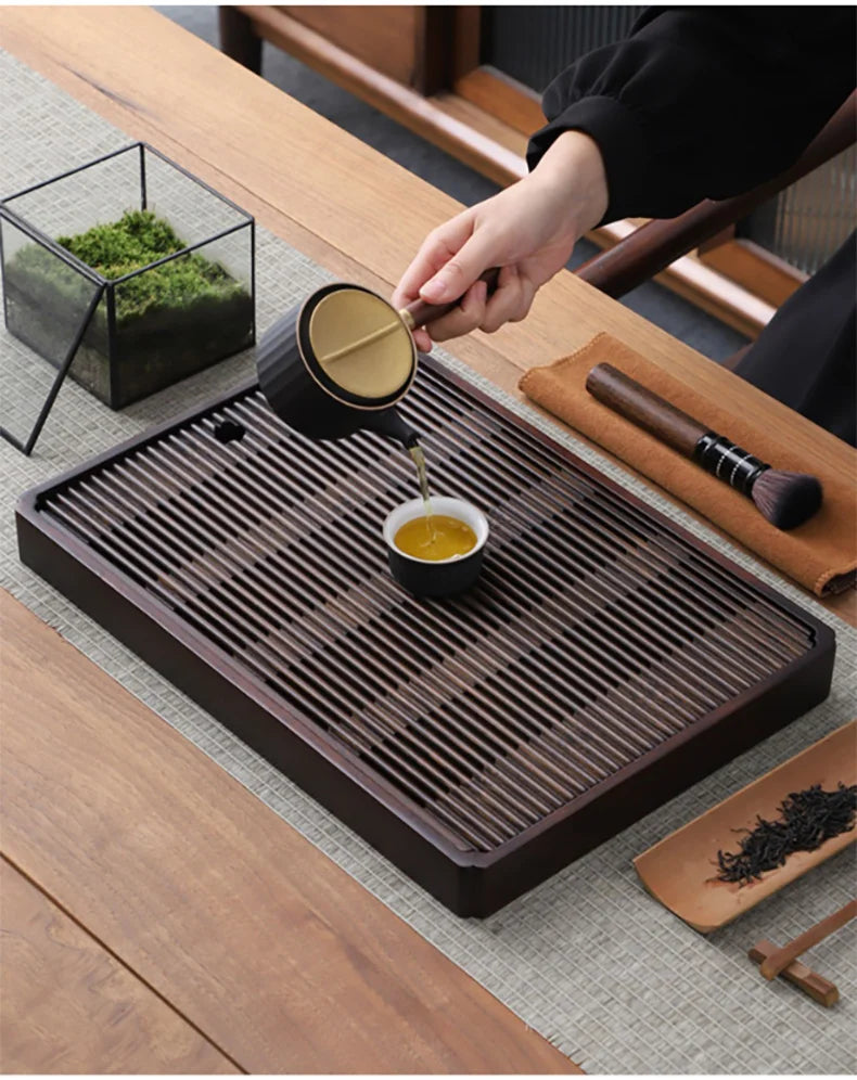 Chinese Natural Bamboo Tea Tray Water Storage Kung Fu Tea Set Simple Rectangular Tea Board Tea Storage Tray