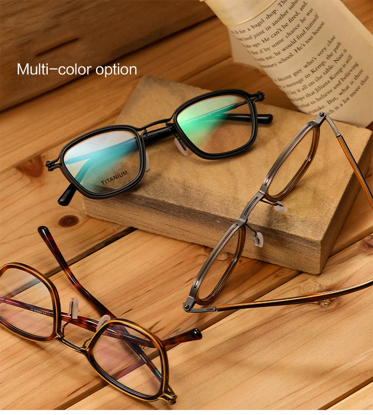 Vintage Square Titanium Acetate Eyeglasses Frame