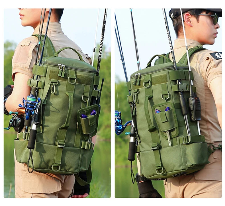 Large Capacity Fishing Gear Storage Backpack Fishing Bag Wet Dry Separation Splash-proof LUYA Bag Hiking Fishing Camping Packs