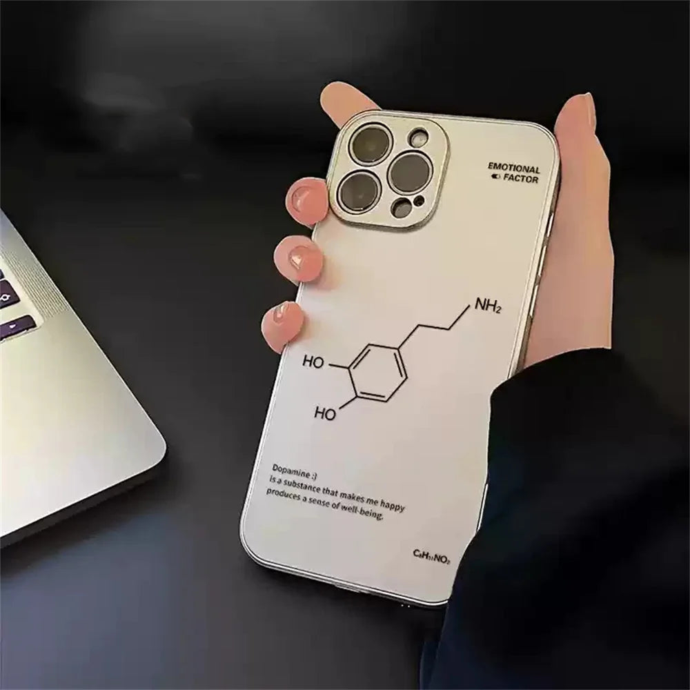 INS Dopamine Seratonin Plating Couple Phone Case For iPhone 16 15 14 13 Pro Max Plus Chemistry Soft Silicone Back Cover
