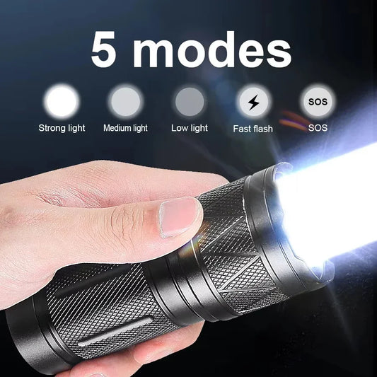 Ultra Bright LED Flashlight 12000mAh Rechargeable Zoomable Tactical Torch IPX6 Waterproof Power Bank