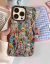 Fashion Embroidery Effect Skull Skeleton Phone Case For iPhone 16 15 Pro Max 16 Plus 2 in 1 Hard Protection Cover Funda