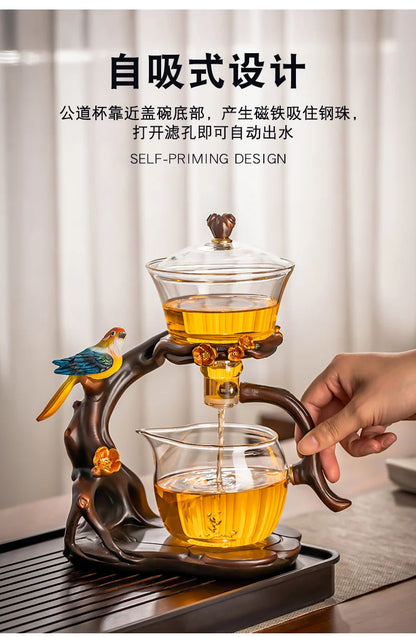 Glass Automatic Tea Set for Household Light Luxury High-end Teacup Magnetic Teapot Lazy Tea Maker