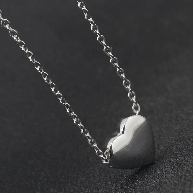 Stainless Steel Heart Necklaces For Women Korean Style Collar Pendant Men Chain Necklace 50 cm