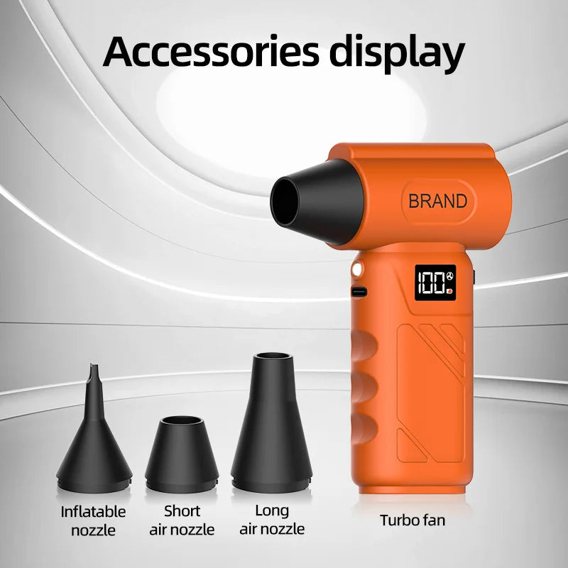 580000RPM Mini Air Blower 5 Gear Adjustable Turbo Jet Fan Electric Air Duster With Led Lighting Battery Display