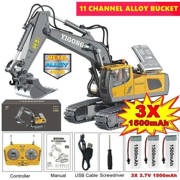 Remote Control Excavator Dump Truck Crawler Bulldozer RC Model Car Toy Alloy Simulation Construction Vehicle Gifts