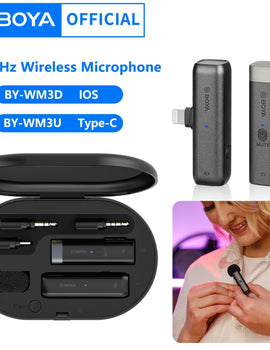 Professional Condenser Wireless Lavalier Lapel Recording Microphone for iPhone Android Camera PC Live Streaming Vlog