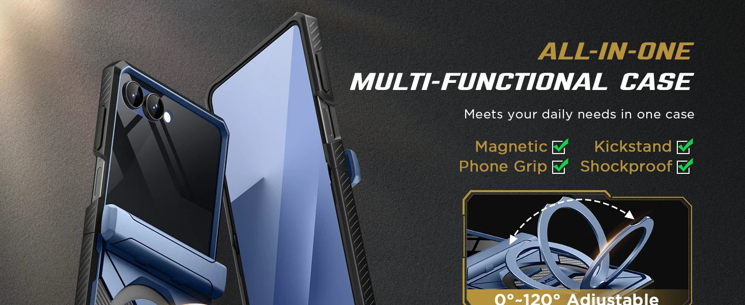 For Samsung Galaxy Z Flip 7 Case with 360° Spin  Ring Stand Built-in Privacy Screen Protector Full-Body Shockproof Cover