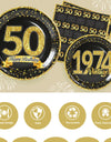 50th Black Gold Birthday Disposable Tableware Paper Plate Towels 50 Birthday Party Decoration 50th Birthday Birthday Anniversary