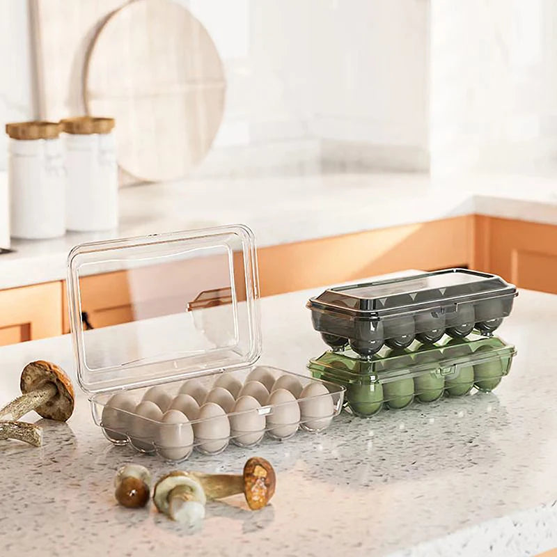10/15 Grids Rotating Egg Storage Box – Refrigerator Egg Organizer Holder Dispenser