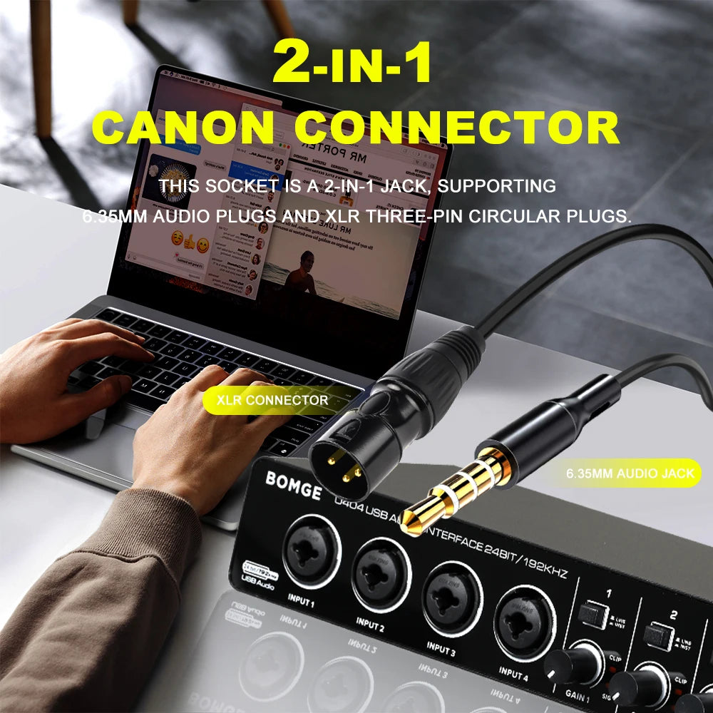 U404 4 Channel Audio Interface with 24 Bit 192kHz Recording and 48V Phantom Power