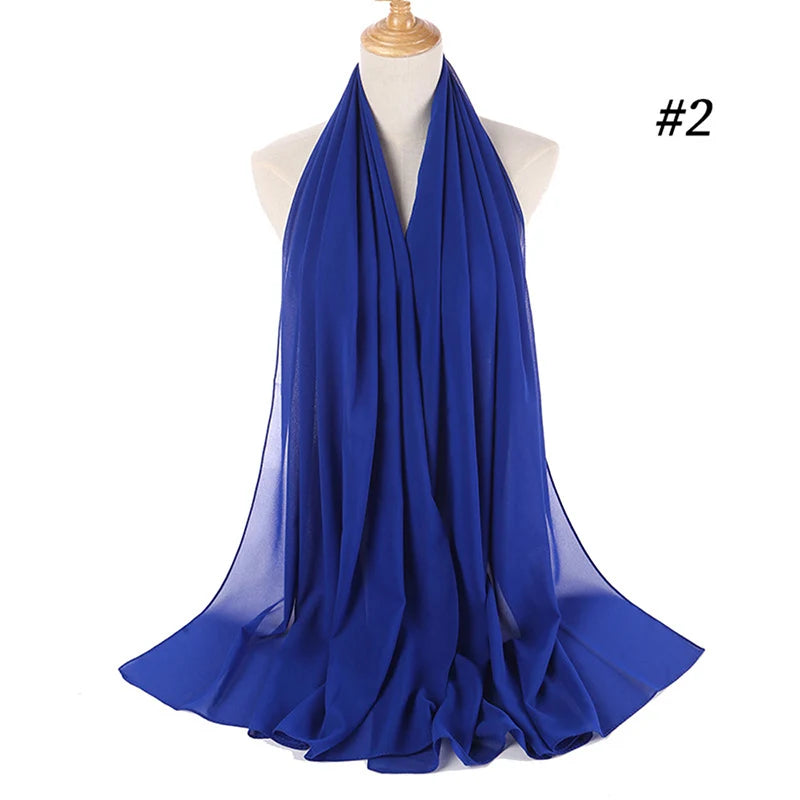 Muslim Chiffon Hijab Women Bubble Chiffon Scarf For Women Ladies Veil Muslim Islam Solid Color Malaysia Wrap Scarves