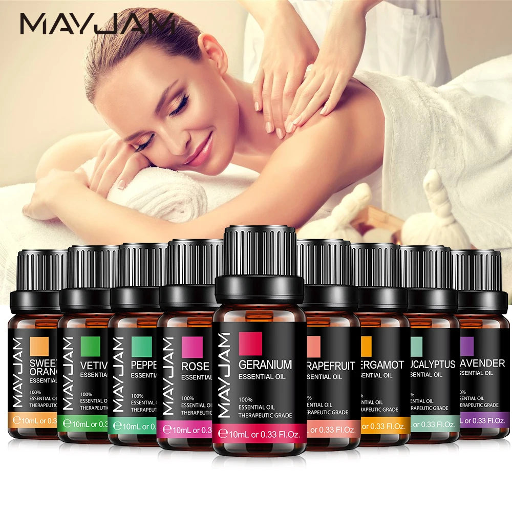 10ML Pure Tea Tree Essential Oil Diffuser Ylang Ylang Vanilla Lavender Lemongrass Citronella Geranium Lavender Rose Oil