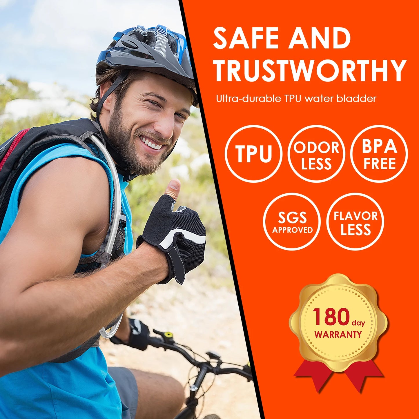 2L Hydration Reservoir Water Bladder Pack TPU Water Storage Bag for Outdoor Running Cycling