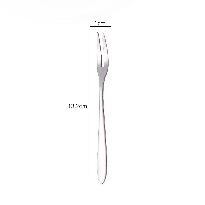 10pcs Stainless Steel Fruit Fork Small Toothpick Multifunctional Fruit Stick Gold Moon Cake Knife Food Picks Kitchen Accessories
