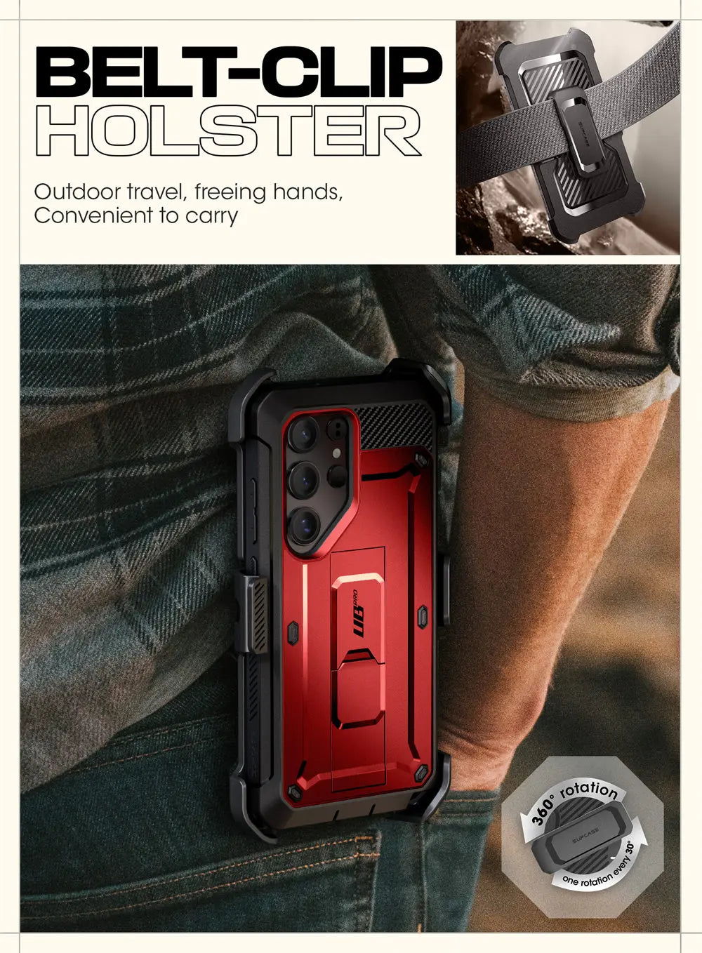 For Samsung Galaxy S25 Ultra Case UB Pro Full-Body Dual Layer Rugged Belt-Clip Phone Case with Built-in Screen Protector