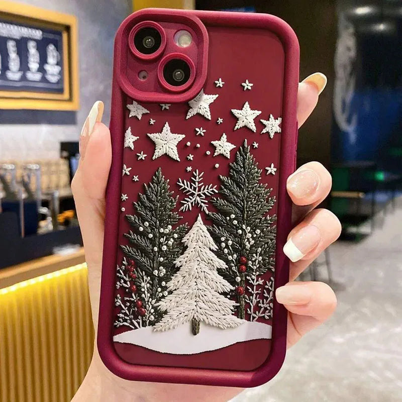 Winter Christmas Tree Design Pattern Phone Case For iPhone 17 16 Pro Max Air 15 14 16e Cover
