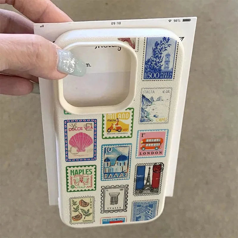 Vibrant Retro Stamp Lichee Design Phone Case For iPhone 17 16 15 14 Pro Max Plus Air 16 Plus 16E Shockproof Cover