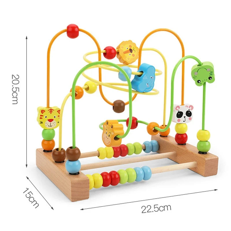 Montessori Wooden Toys Circles Bead Wire Maze Roller Coaster  Early Educational Puzzles Toy for  1 2 3 Years