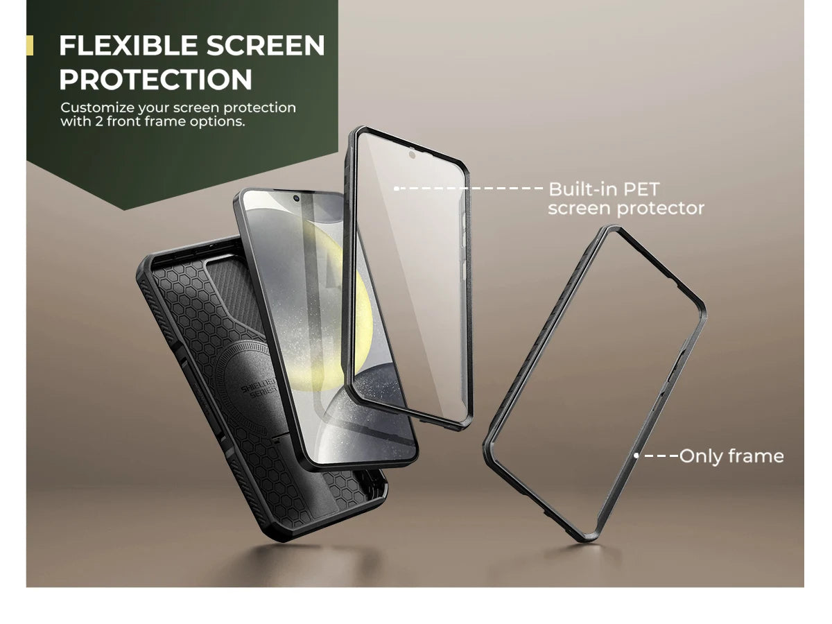 For Samsung Galaxy S25 Ultra Rugged Armor Shockproof Case with Built-in Sliding Camera Cover Built-in Screen Protector Kickstand