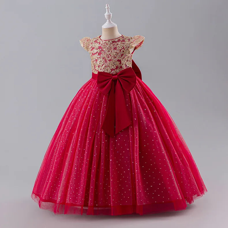 Girls Princess Dress - Fluffy Tulle Ball Gown with Bow Belt First Birthday Party Dress, Flower Girl Wedding Outfit