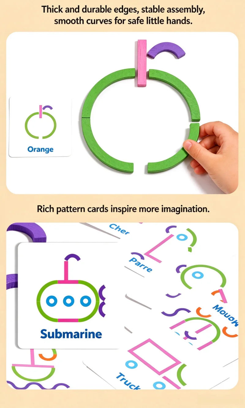 Wooden Creative Sticks and Rings Shape Building Puzzle