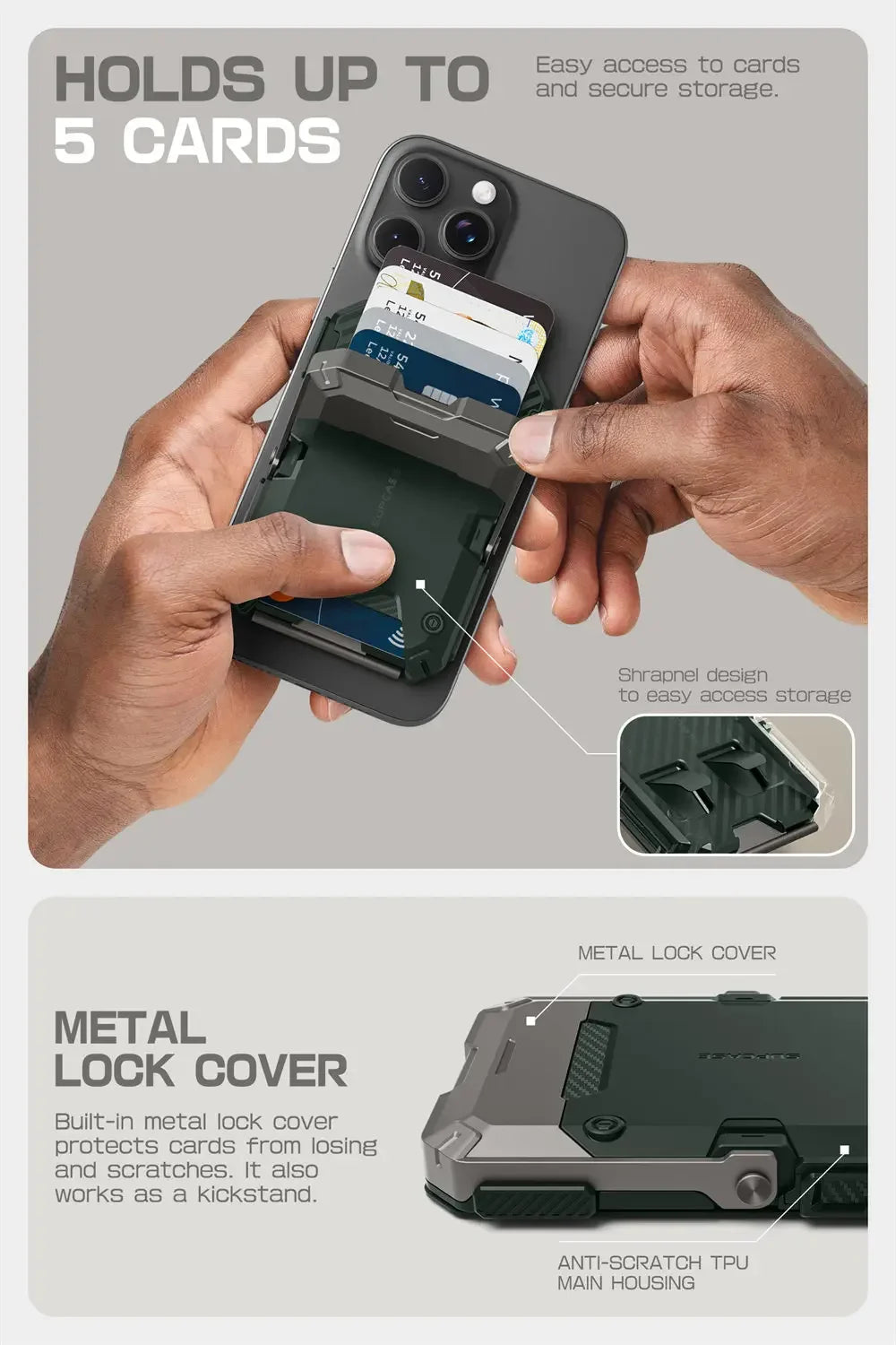 Tripod Phone Stand Credit Card Holder for iPhone 16/15/14/13/12 Adjustable Phone Stand Compatible with MagSafe